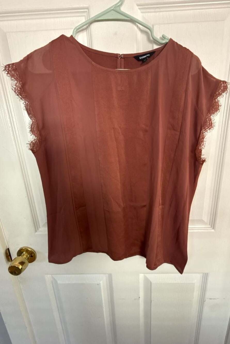 Express Women's Size L Lace Trim Sleeveless Blouse